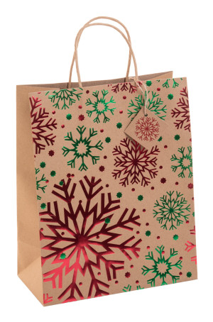 Geschenktüte aus recyceltem Kraftpapier mit weihnachtlichem Motiv Pekkola L - Reklamnepredmety
