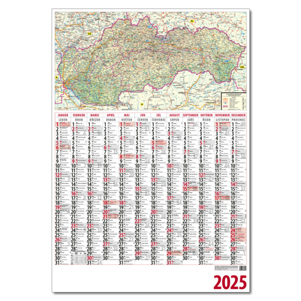 Planungskalender mit Karte 2025